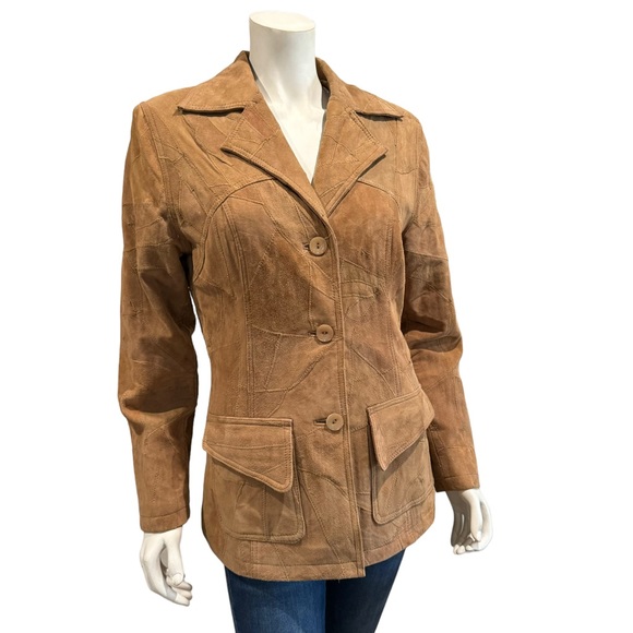Vintage Tan Suede Western Patchwork Jacket - Picture 2 of 11
